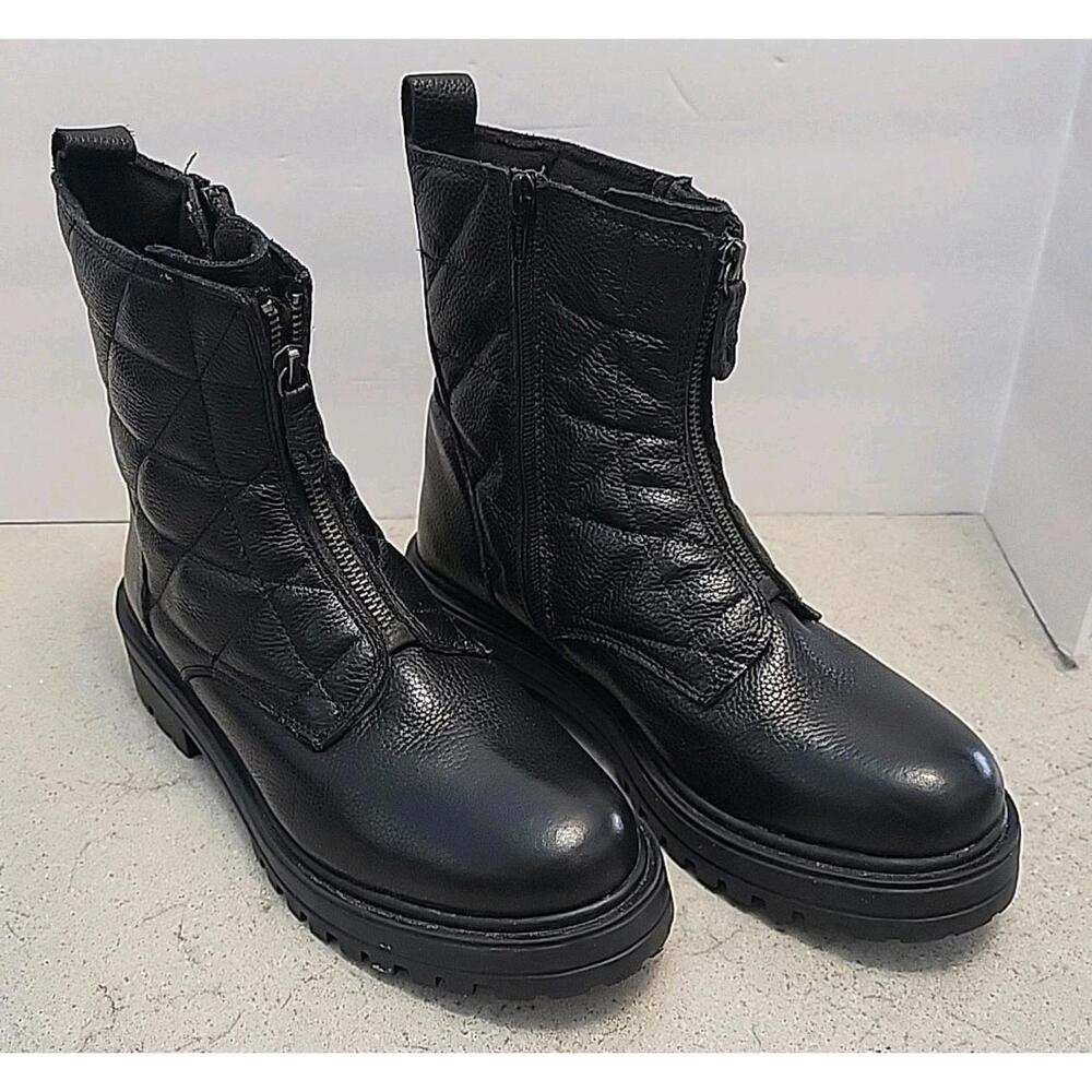 Albero Torresi Blk Quilted Leather Moto Boots US 8.5 EUR 40